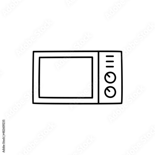Microwave Icon in black line style icon, style isolated on white background