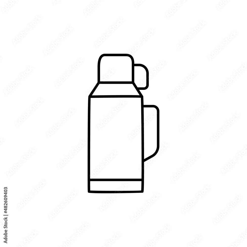 Thermo flask icon in black line style icon, style isolated on white background Thermo flask icon in black line style icon, style isolated on white background