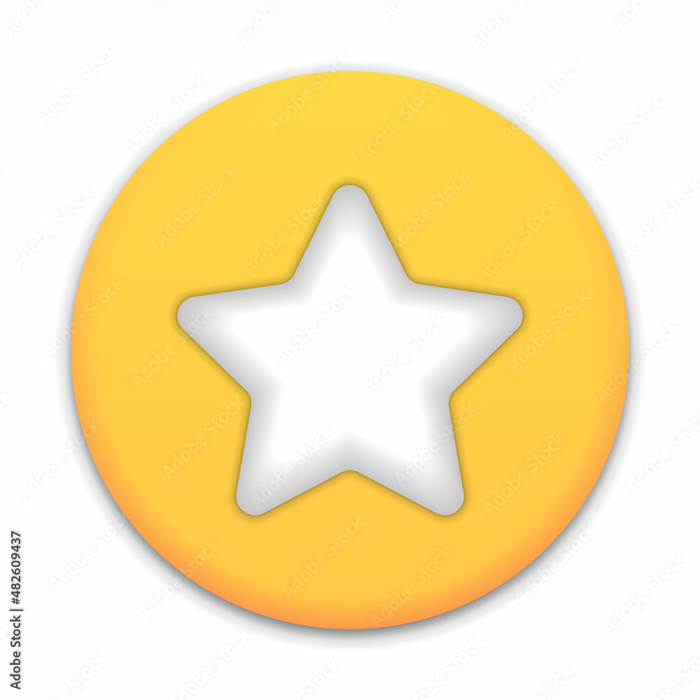 Star, glossy yellow color. Customer rating feedback concept from the client about employee of website. 3d design of the object. For mobile applications. Vector illustration Star, glossy yellow color. Customer rating feedback concept from the client about employee of website. 3d design of the object. For mobile applications. Vector illustration
