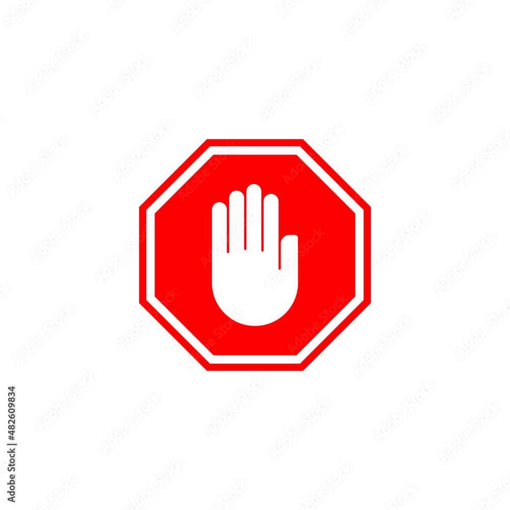 Stop icon. stop road sign. hand stop sign and symbol. Do not enter stop red sign with hand Stop icon. stop road sign. hand stop sign and symbol. Do not enter stop red sign with hand
