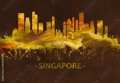 Singapore skyline Black and Gold