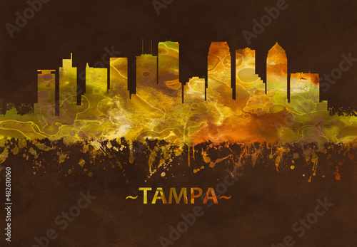 Tampa Florida skyline Black and Gold #482610060
