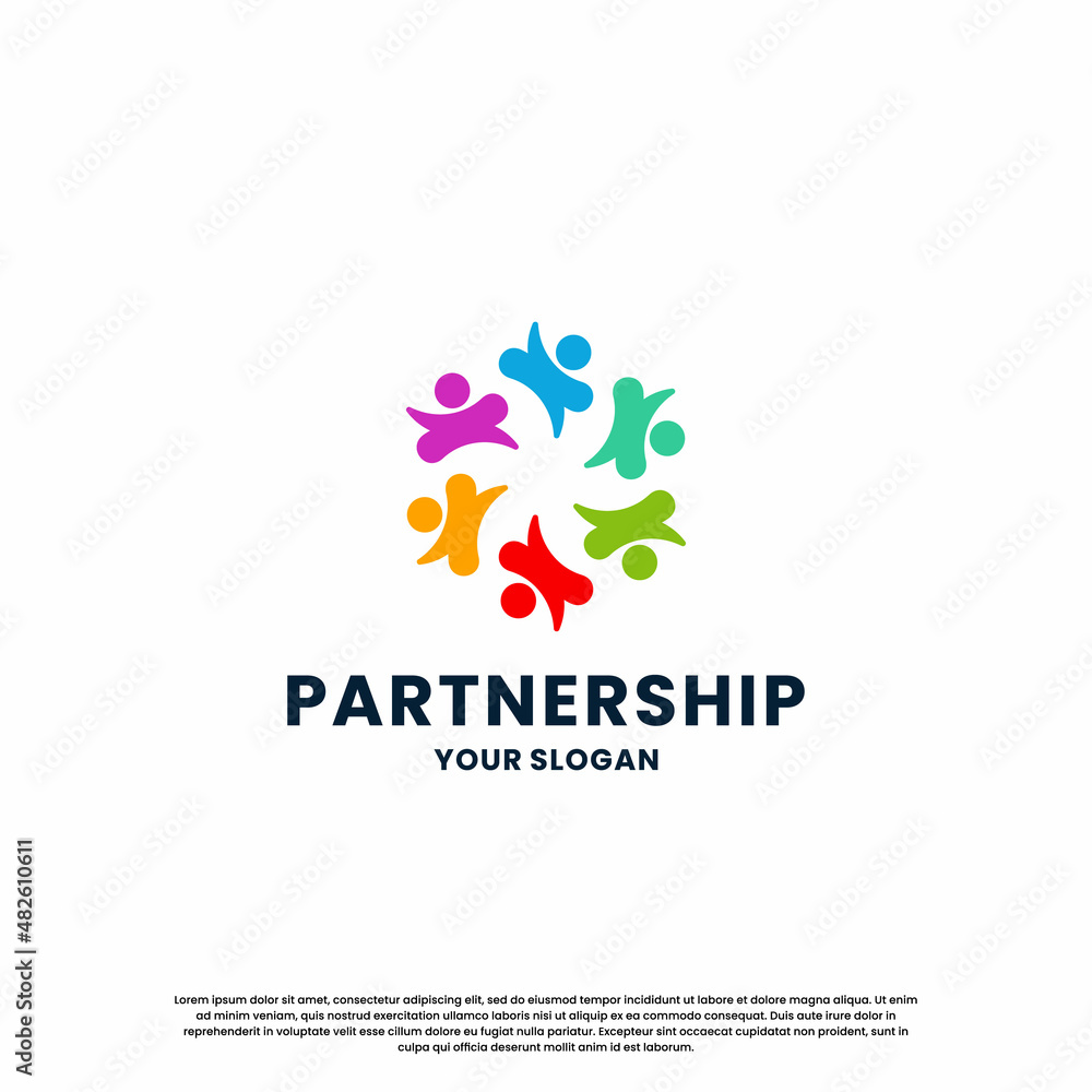 community logo design. people family, group work logo template