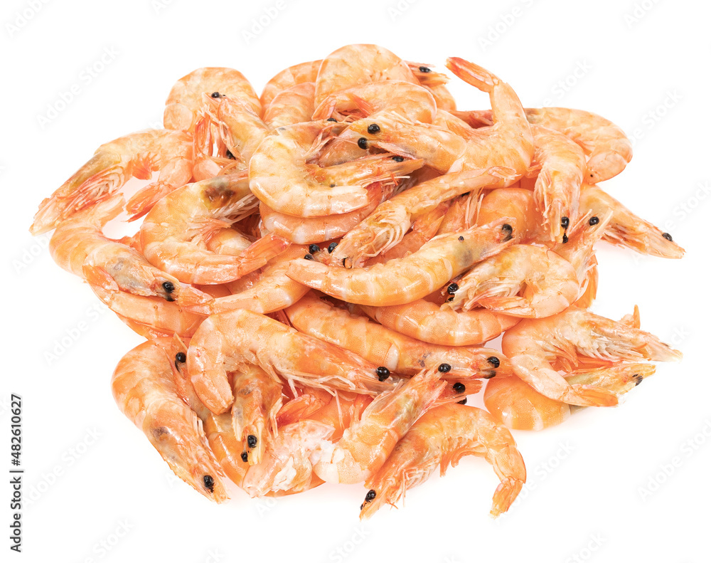Unpeeled fresh shrimp isolated on a white background. close-up Unpeeled fresh shrimp isolated on a white background. close-up