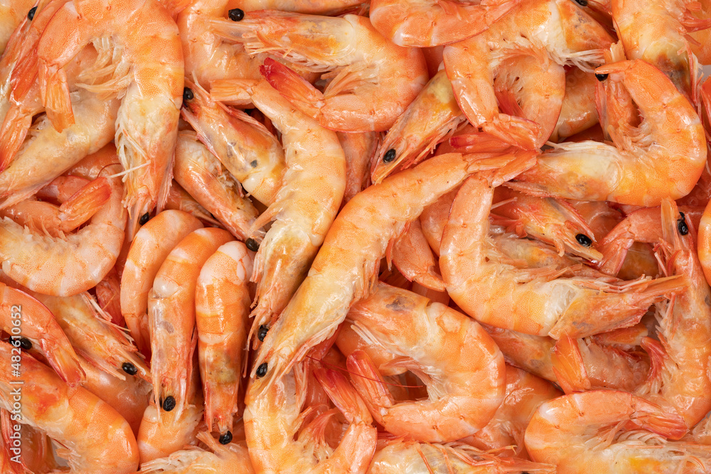 Unpeeled fresh shrimp on a white background. Unpeeled fresh shrimp on a white background.