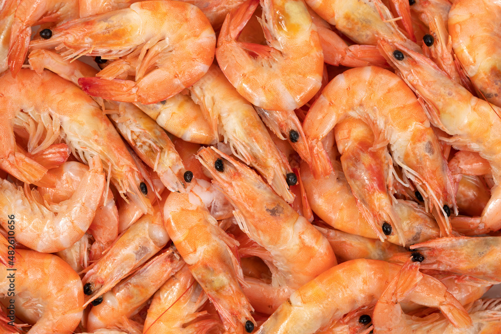 Unpeeled fresh shrimp on a white background. Unpeeled fresh shrimp on a white background.
