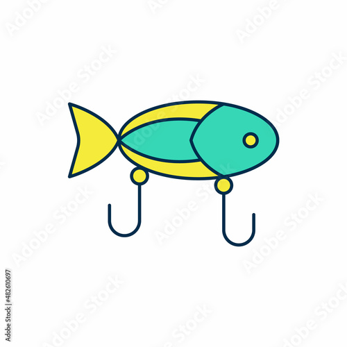 Filled outline Fishing lure icon isolated on white background. Fishing tackle. Vector