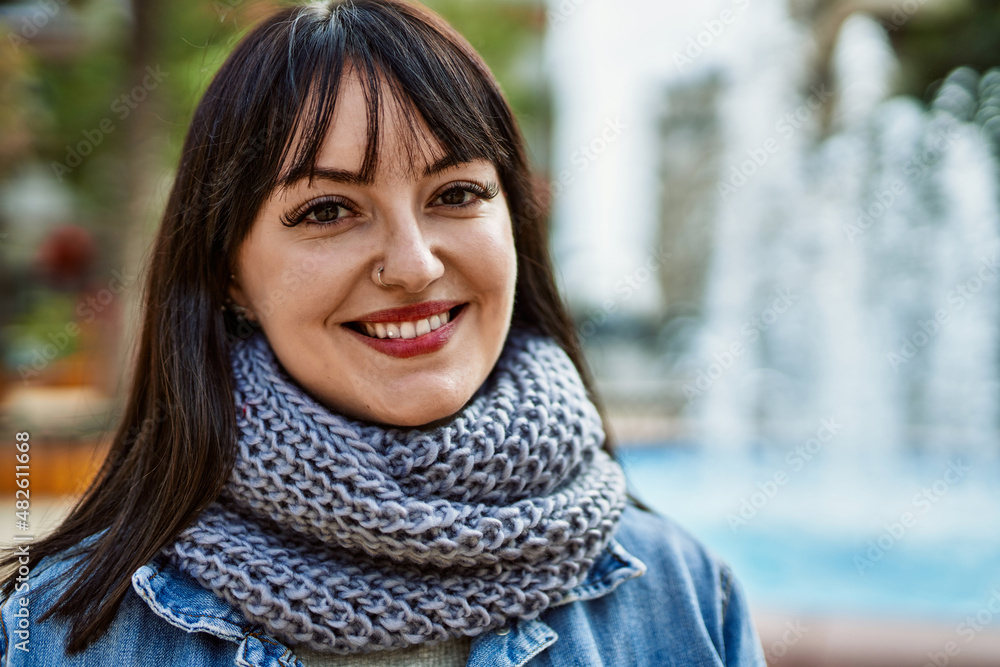 Young brunette woman smiling happy at the park Young brunette woman smiling happy at the park