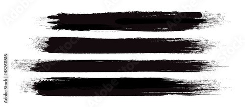Black brush stroke set isolated on background. Collection of trendy brush stroke vector for black ink paint, grunge backdrop, dirt banner, watercolor design and dirty texture. Brush stroke vector 