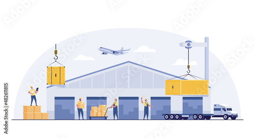 Airfreight , Global logistic. International supply, distribution, warehouse, transportation and delivery network.