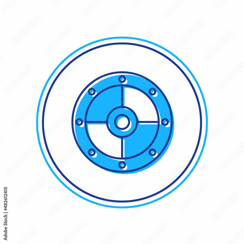 Filled outline Round shield icon isolated on white background. Security, safety, protection, privacy, guard concept. Vector Filled outline Round shield icon isolated on white background. Security, safety, protection, privacy, guard concept. Vector