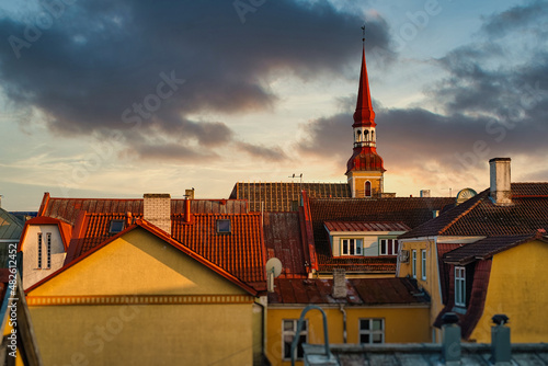 View of the old town of Pärnu in summer.