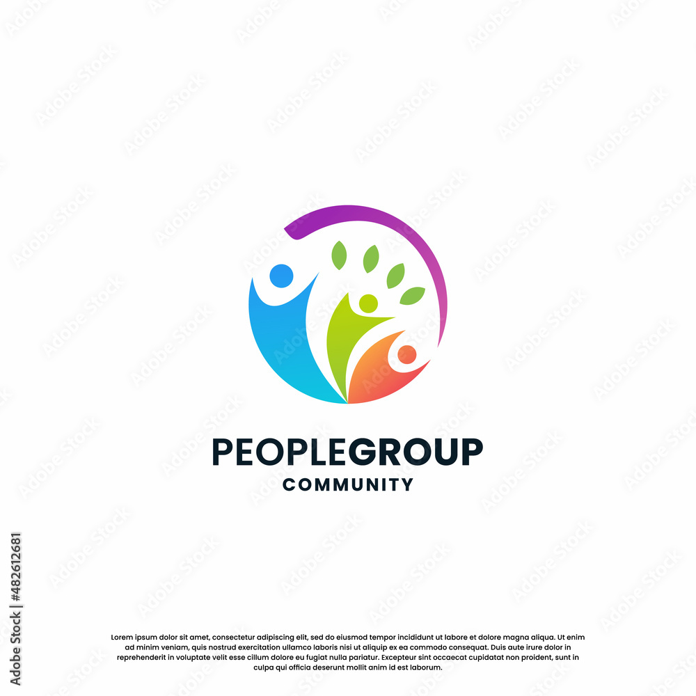 Fototapeta premium abstract human community logo design. community colorful logo template modern concept.