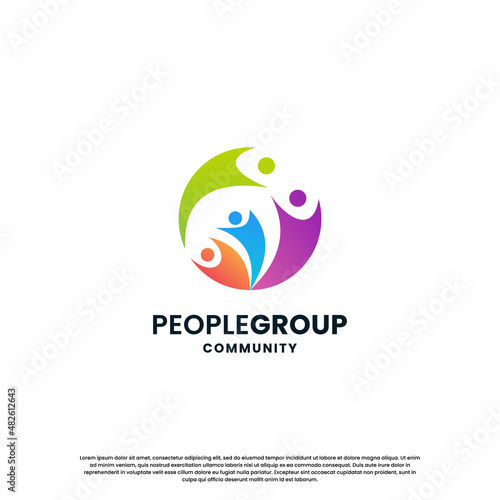 abstract human community logo design. community colorful logo template modern concept.