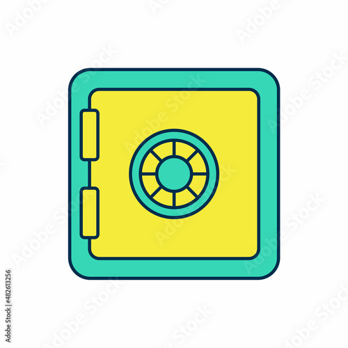 Filled outline Safe icon isolated on white background. The door safe a bank vault with a combination lock. Reliable Data Protection. Vector