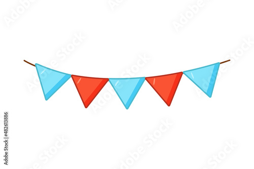 flags carnival garland, vector doodle illustration. isolated on white