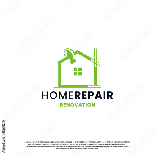 house renovation logo design. home repair logo template. build house logo modern creative.