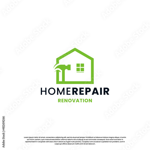 house renovation logo design. home repair logo template. build house logo modern creative.