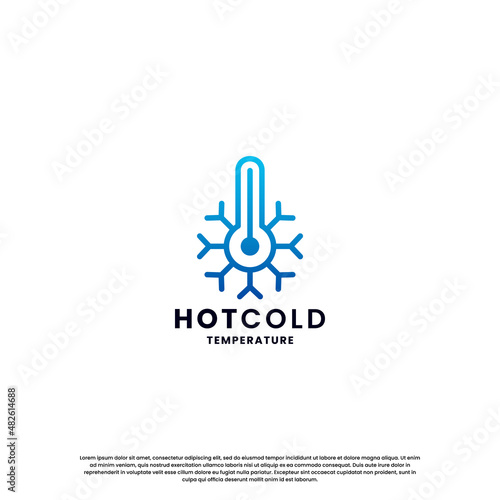 hot and cold logo design for temperature. snow and flame icon combination