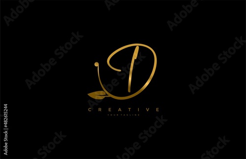 Abstract Luxury Golden Letter D Minimalist Floral Logo