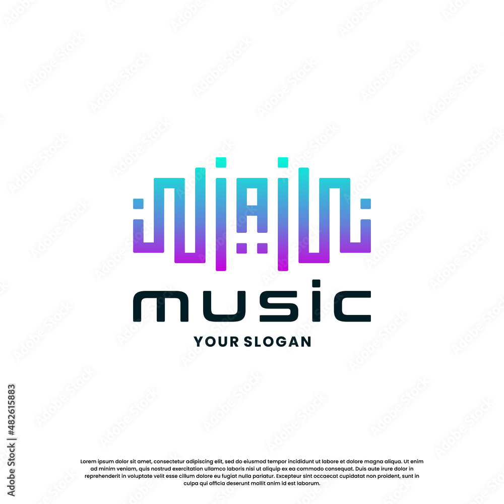 pulse music with letter A logo design. equalizer icon logo music inspiration