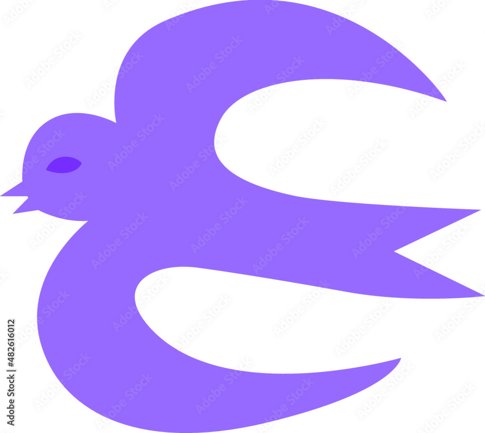 Violet bird vector illustration clipart on the white isolated background. Violet bird vector illustration clipart on the white isolated background.