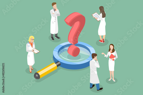 3D Isometric Flat Vector Conceptual Illustration of Thinking Doctors, The Second Medical Opinion