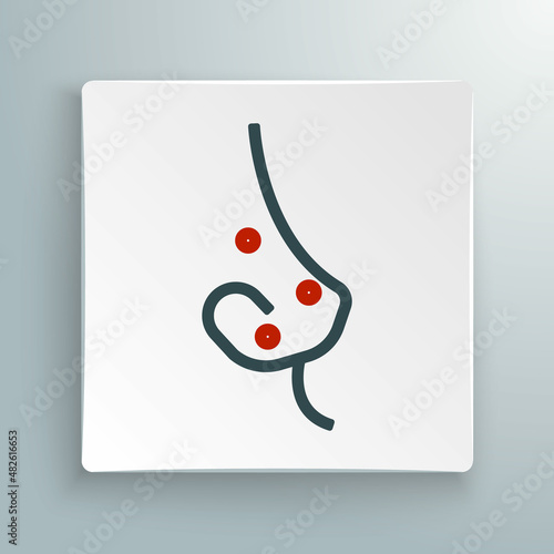 Line Acne icon isolated on white background. Inflamed pimple on the skin. The sebum in the clogged pore promotes the growth of a bacteria. Colorful outline concept. Vector