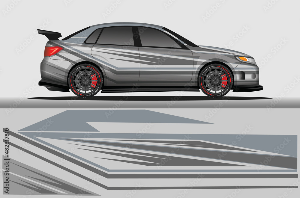 Fototapeta premium Car livery wrap decal, rally race style vector illustration abstract background