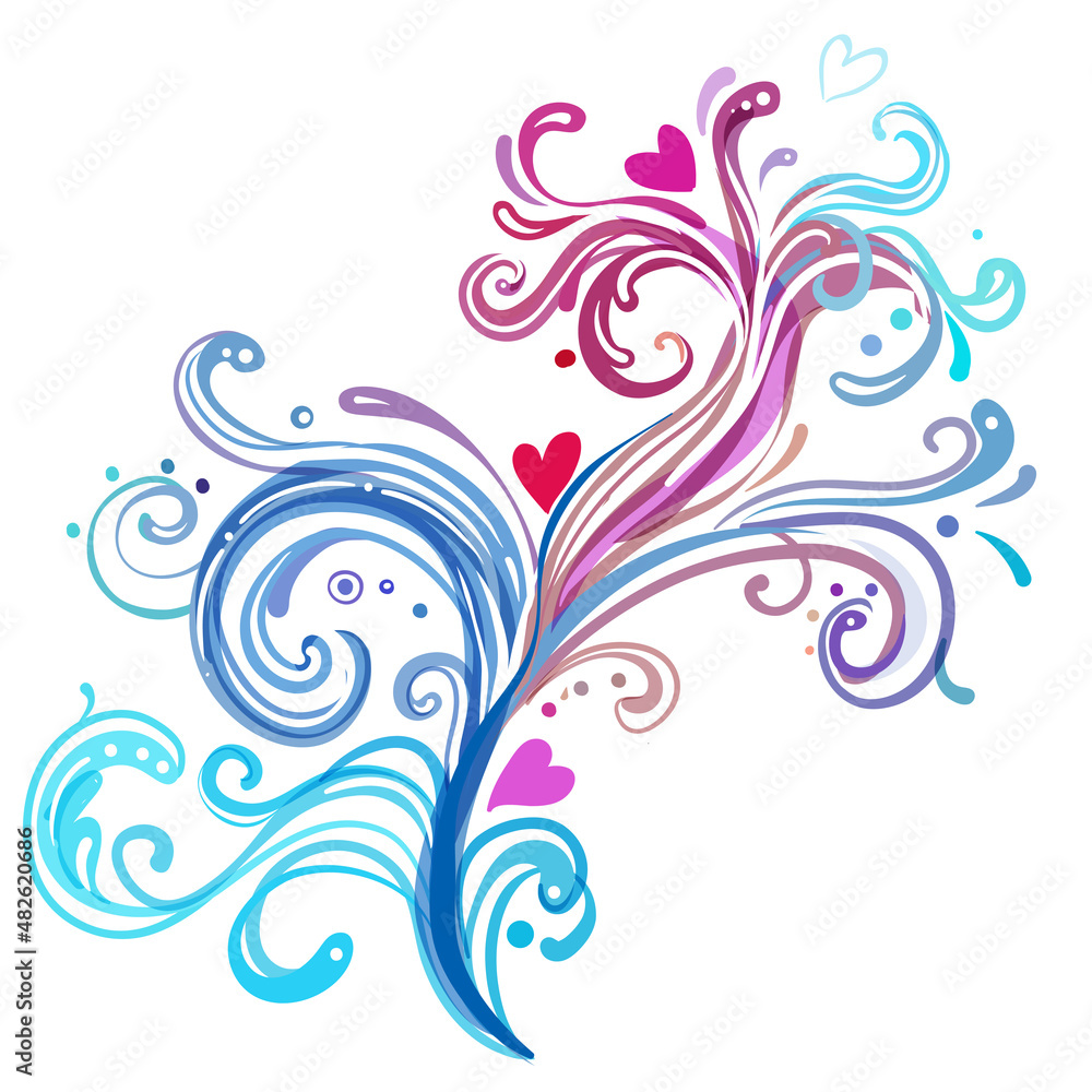 Wedding or Valentine's day card with swirls and hearts. Greeting postcard. Wedding or Valentine's day card with swirls and hearts. Greeting postcard.