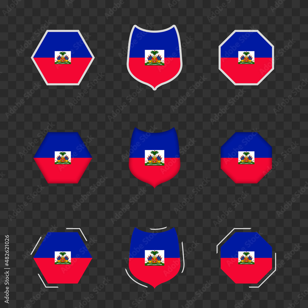 National symbols of Haiti on a dark transparent background, vector