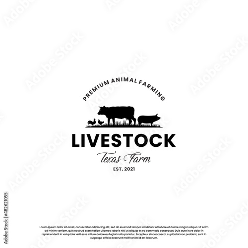 ranch and farm logo design vintage. livestock logo retro.