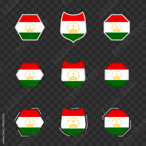Free Download National symbols of Tajikistan on a dark transparent background, vector flags of Tajikistan. - GFXLoad