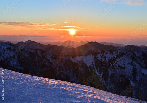 四国にある日本百名山「剣山」、「三嶺（みうね）」の冬景色