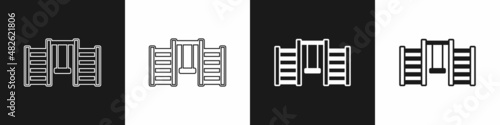 Set Wooden Swedish wall icon isolated on black and white background. Swedish stairs. Vector