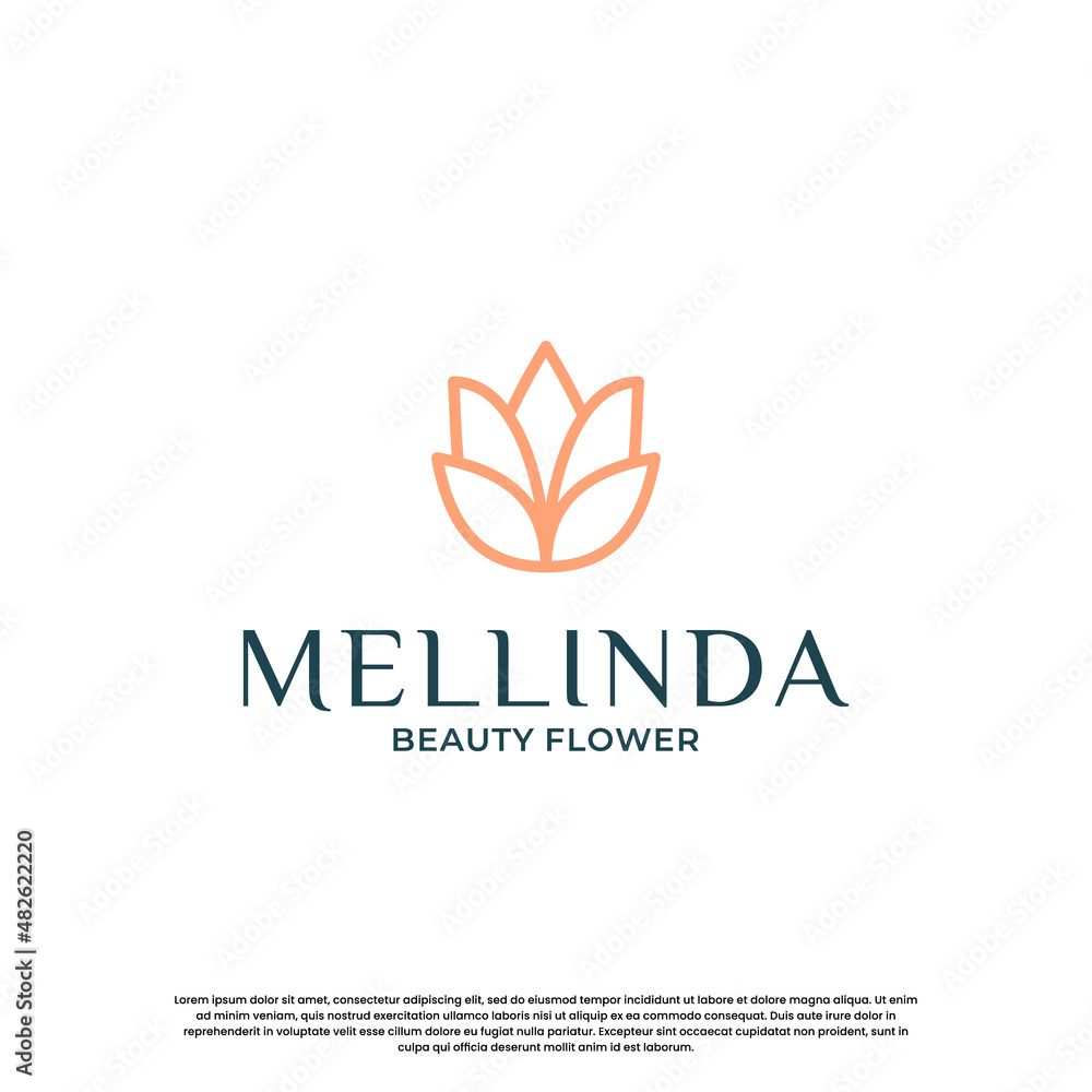 abstract and feminine flower lotus logo design with line art style abstract and feminine flower lotus logo design with line art style