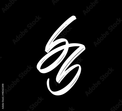  White Vector Letters Logo Brush Handlettering Calligraphy Style In Black Background Initial bb