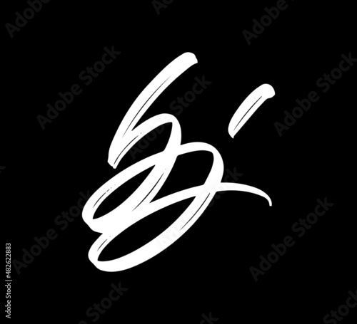  White Vector Letters Logo Brush Handlettering Calligraphy Style In Black Background Initial bj