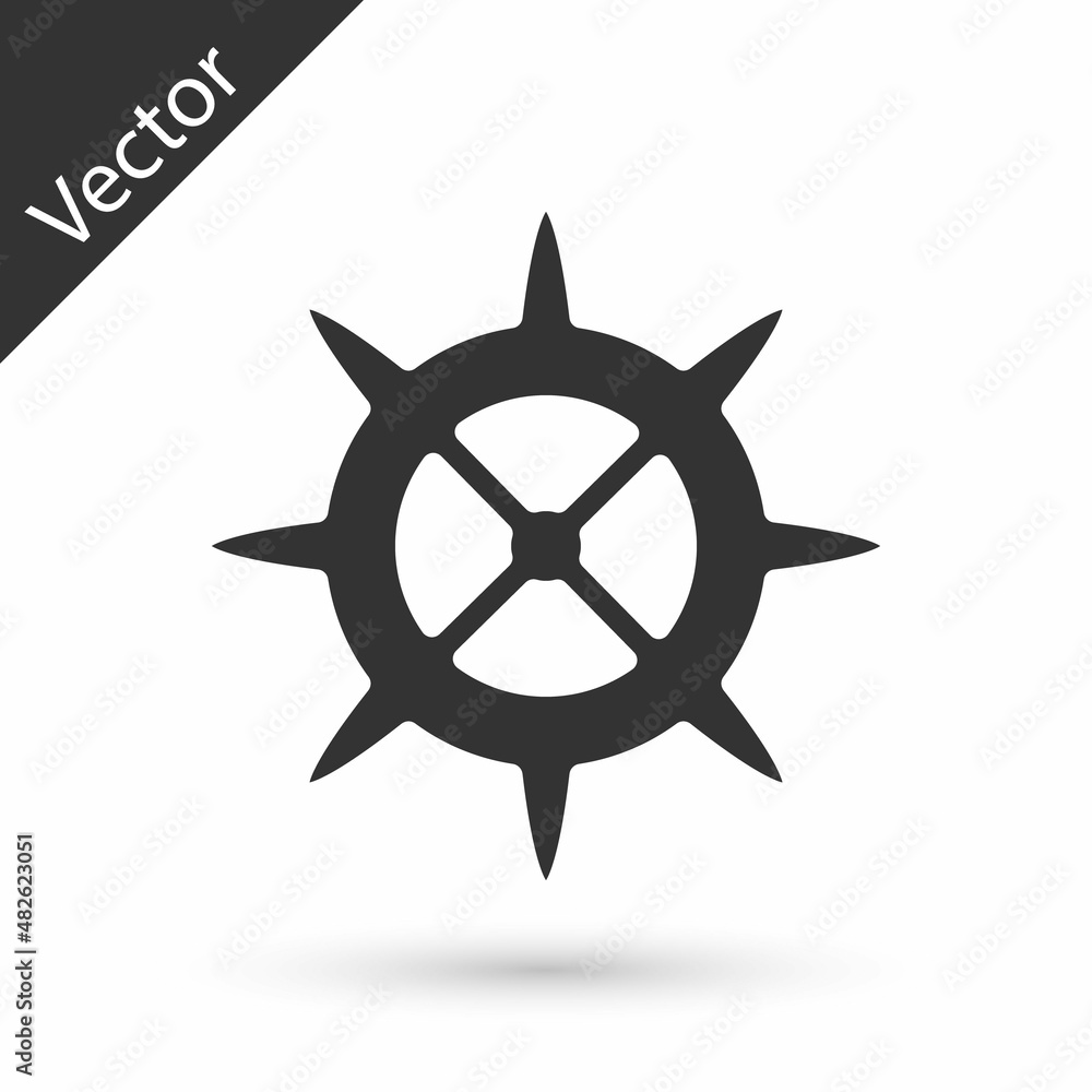 Grey Bicycle sprocket crank icon isolated on white background. Vector Grey Bicycle sprocket crank icon isolated on white background. Vector