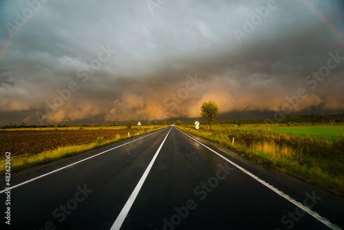 Stormy weather in Transylvania on the road