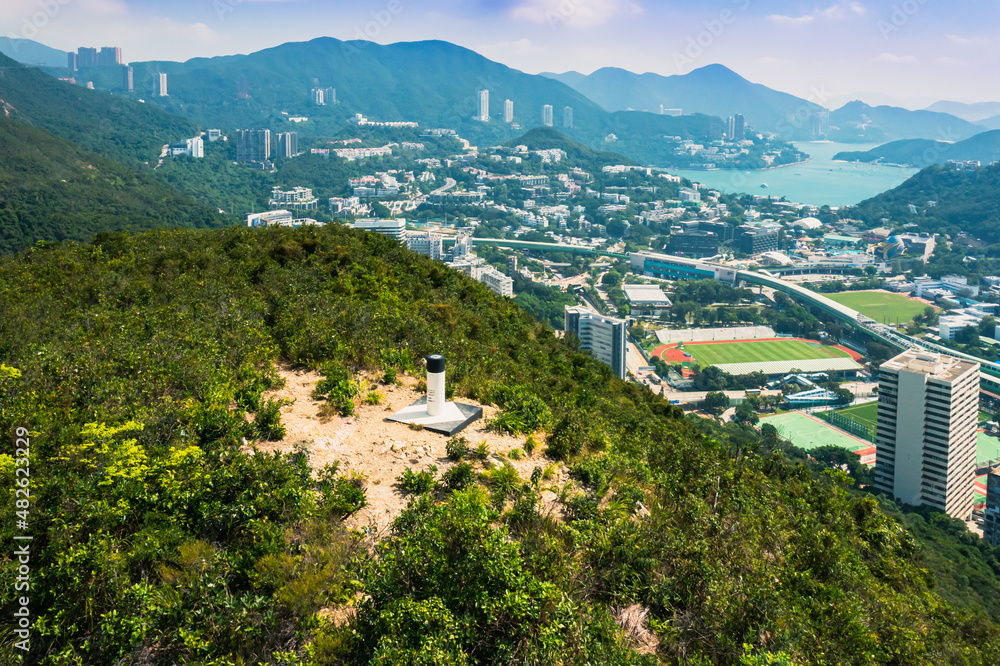 Aerial view Residential neighborhoods in Wong chuk Hang, Aberdeen and Ap Lei Chau in southern Hong Kong.