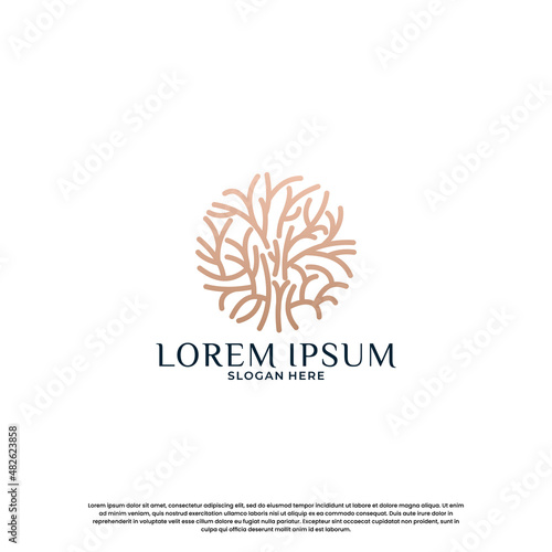 beauty nature logo design with flower and plant element.