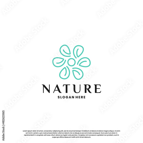 beauty nature logo design with flower and plant element.