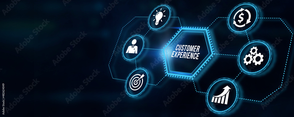 Obraz premium Internet, business, Technology and network concept. Technology future. Customer Experience. 3d illustration.