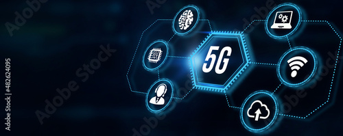 Internet, business, Technology and network concept. The concept of 5G network, high-speed mobile Internet, new generation networks. 3d illustration.