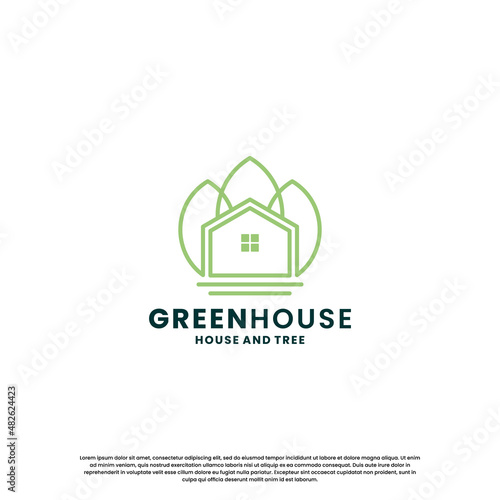 green house logo design. modern eco house logo for your business