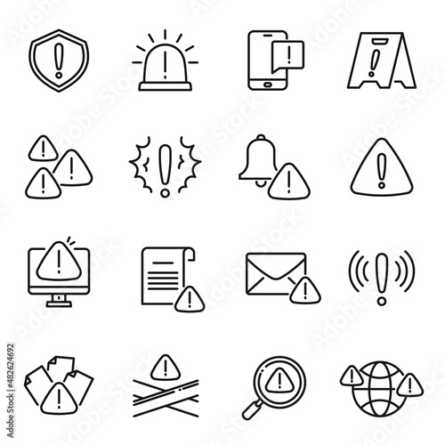 Attention line icon collection vector illustration warning important information reminder