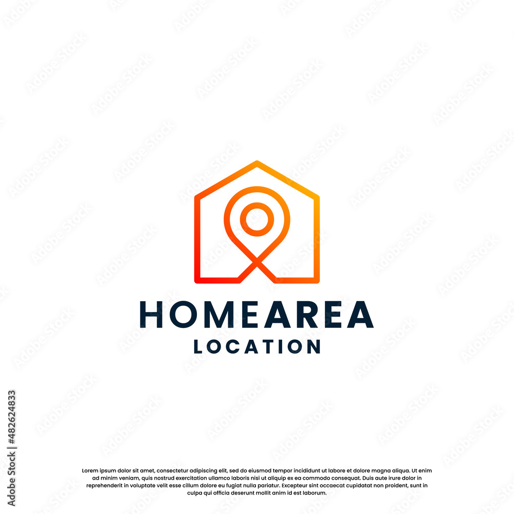 house location logo design. house with pine location combination house location logo design. house with pine location combination
