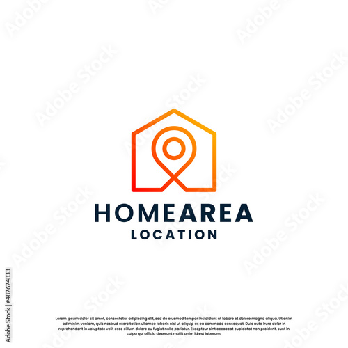 house location logo design. house with pine location combination