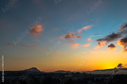 the Sainte Victoire mountain in the light of a winter morning